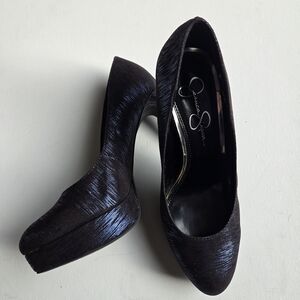 Jessica Simpson Black & Blue Metallic Platform Stiletto Pump Women's Size 7